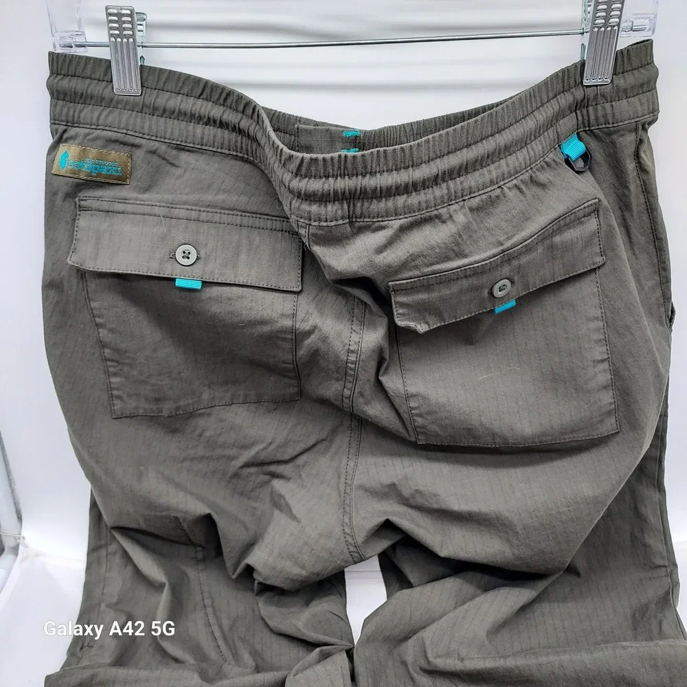 Cotopaxi Veza Adventure Pants Mens Medium Green Ripstop Hiking Travel Trousers